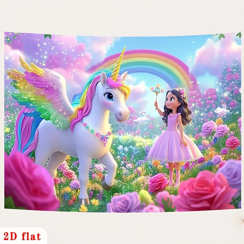 Princess Unicorn Garden Tapestry