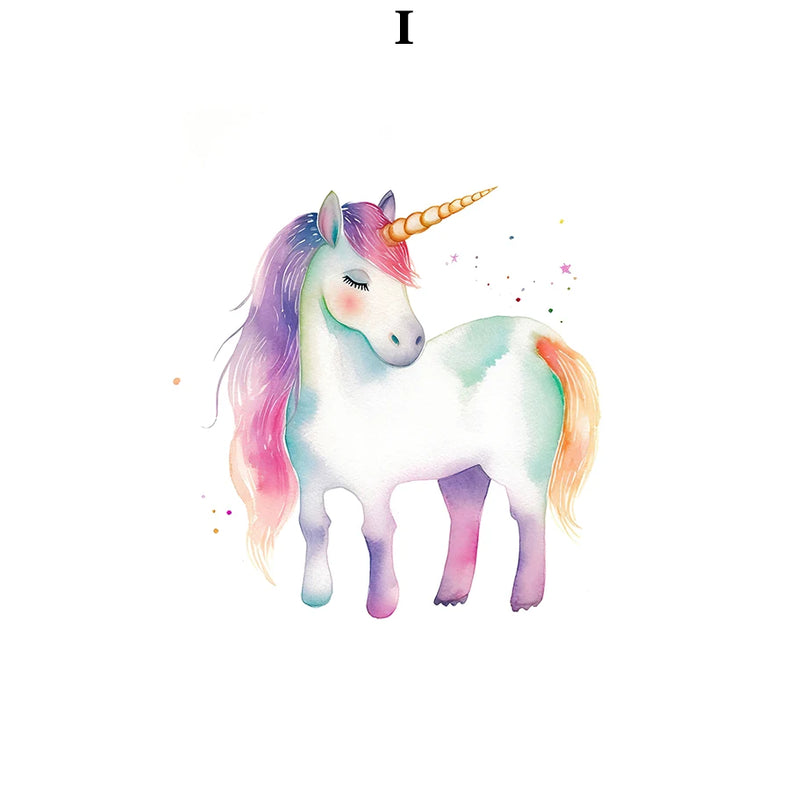 Colorful Unicorn Watercolor Wall Art