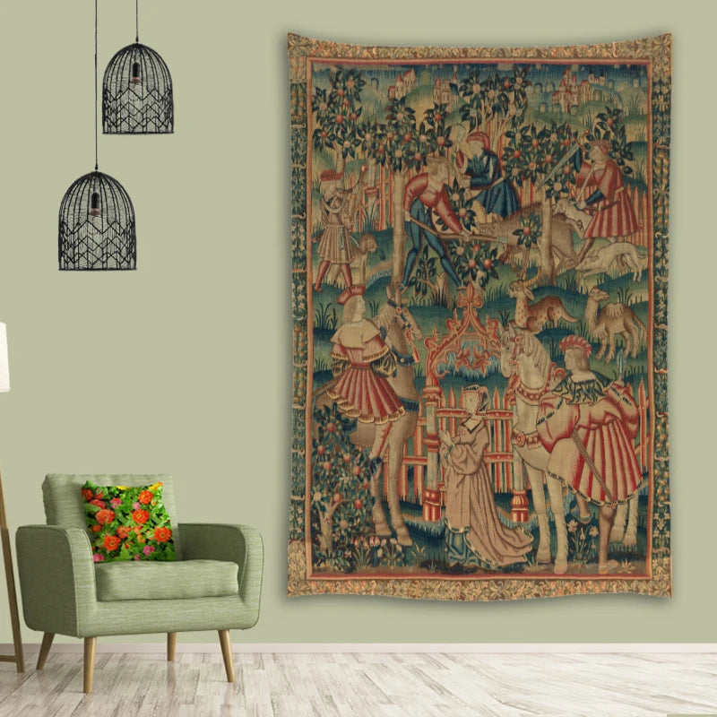 Blue Unicorn Tapestry Wall Hanging