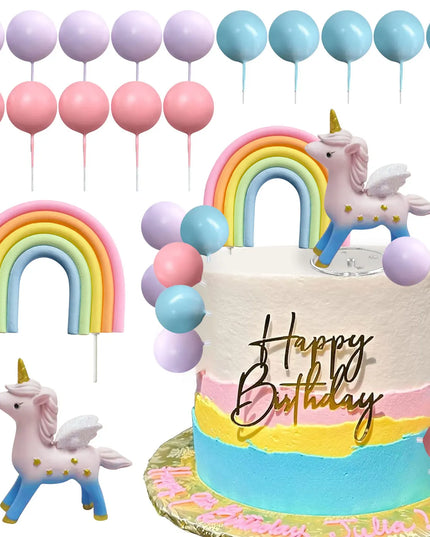 Pastel Unicorn Cake Topper Set 17pcs