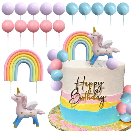 Pastel Unicorn Cake Topper Set 17pcs