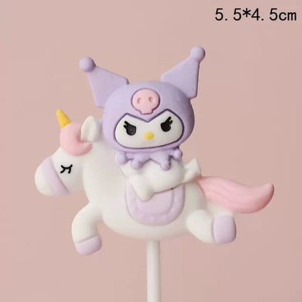 Purple Cartoon Unicorn Cake Topper