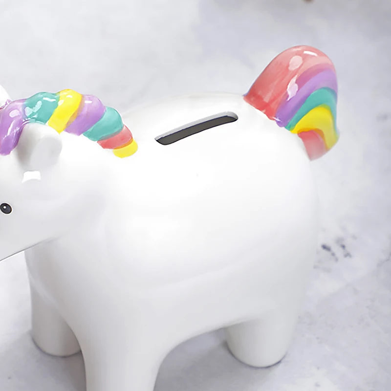 Rainbow Mane Unicorn Piggy Bank