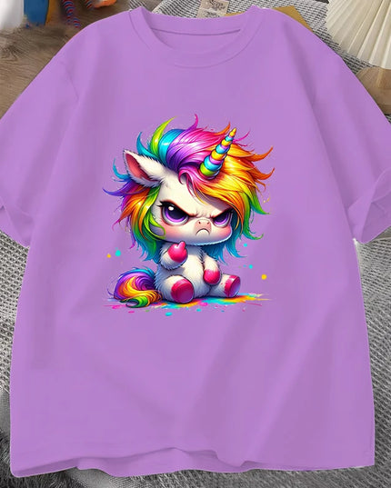 Purple Cartoon Unicorn Shirt