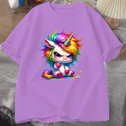 Purple Cartoon Unicorn Shirt