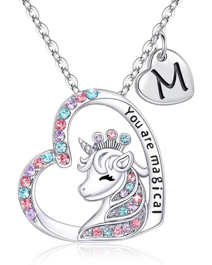Crystal Heart Unicorn Necklace