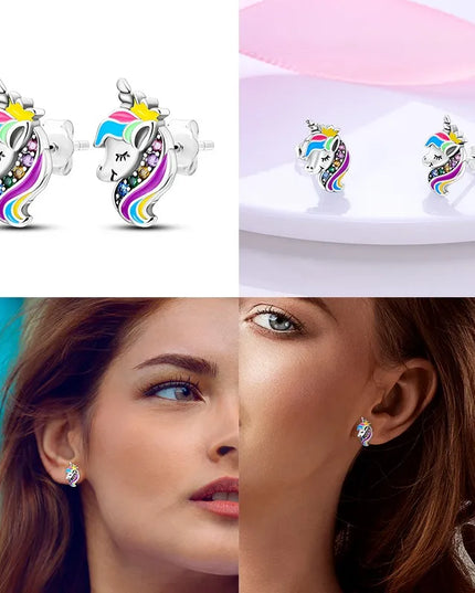 Blue Star Unicorn Earrings