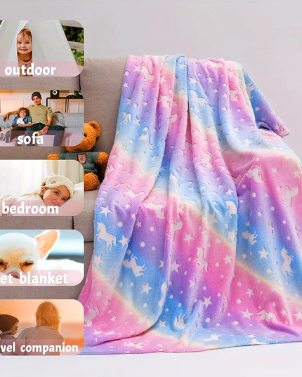 Rainbow Fleece Unicorn Blanket