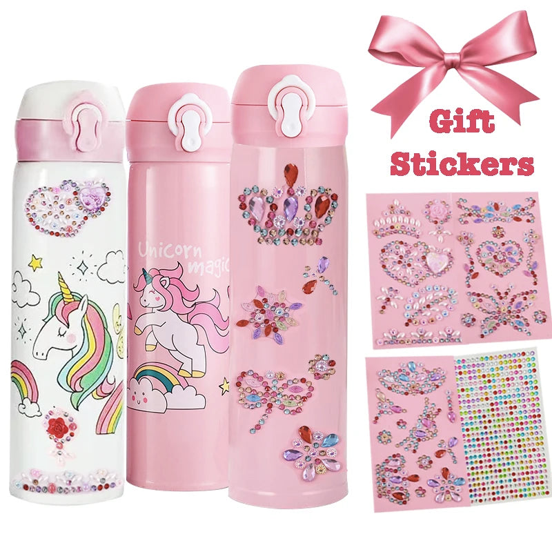 Pink Kawaii Unicorn Water Bottle