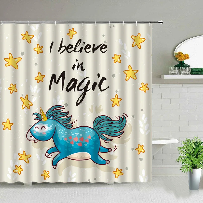 Charming Unicorn Magic Shower Curtain