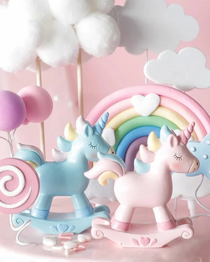 Blue Rocking Unicorn Cake Topper