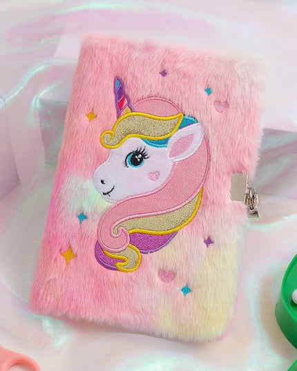 Pink Unicorn Fluffy Notebook