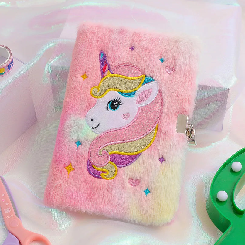 Pink Unicorn Fluffy Notebook