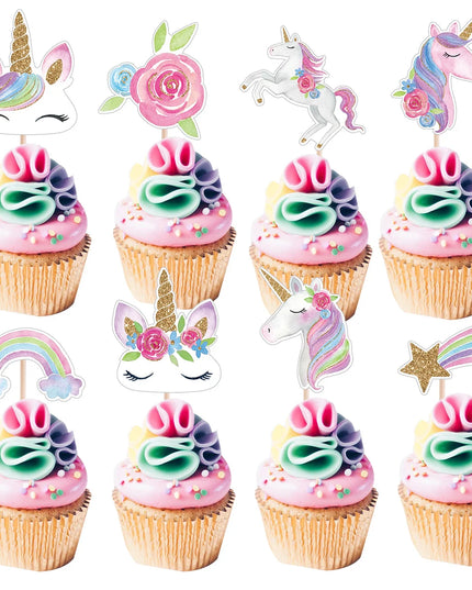 Rainbow Unicorn Cupcake Toppers 24pk
