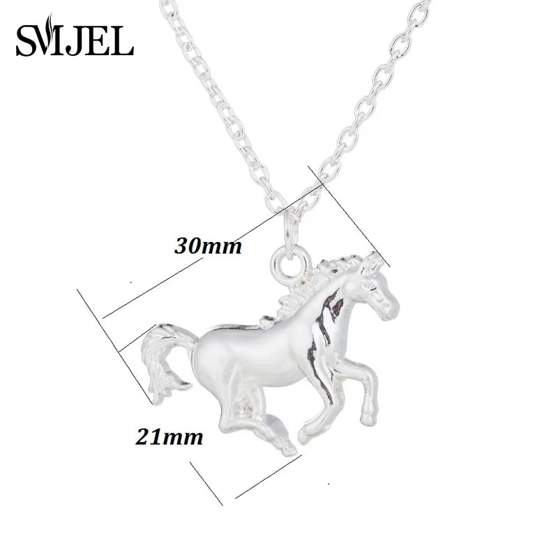 3D Rearing Unicorn Pendant Necklace