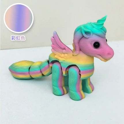 Rainbow Unicorn Figurine with Wings