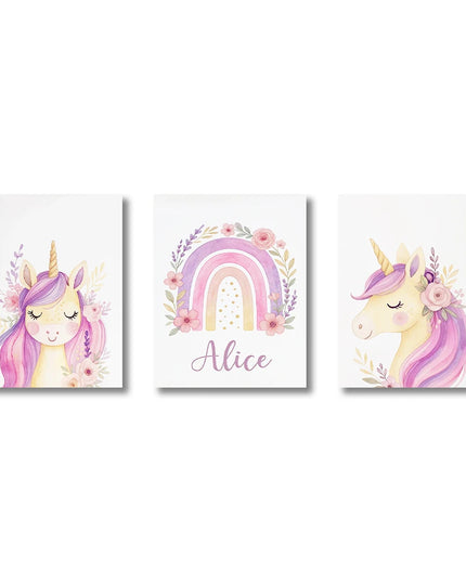 Purple Unicorn Nursery Wall Art
