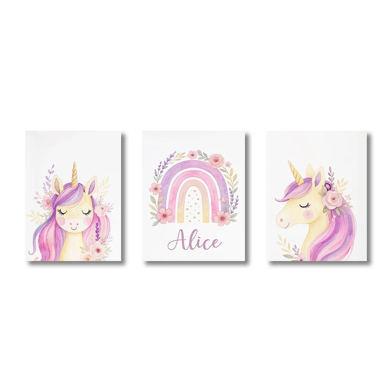 Purple Unicorn Nursery Wall Art