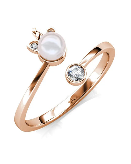 Rose Gold Pearl Unicorn Ring