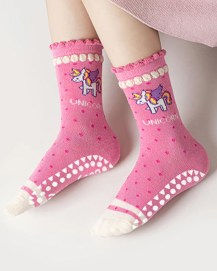 Kids Unicorn Floor Socks - 5-Pack Grips