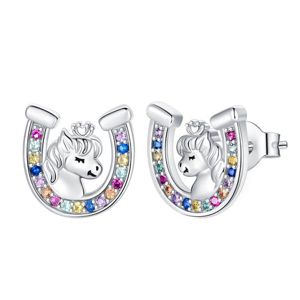 Lucky Unicorn Horseshoe Earrings