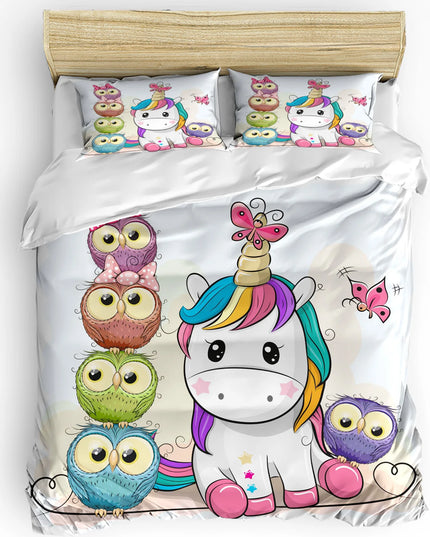 Kawaii Unicorn and Owl Bedding