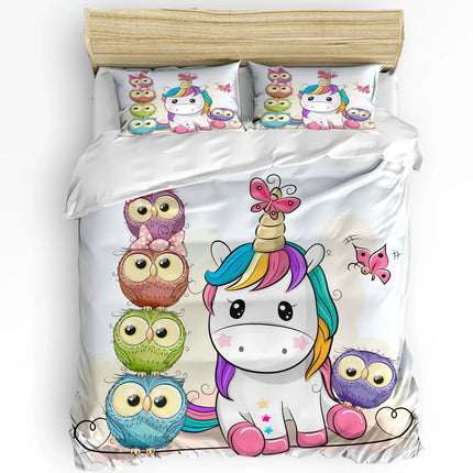 Kawaii Unicorn and Owl Bedding