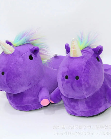 Chunky Purple Unicorn Slippers