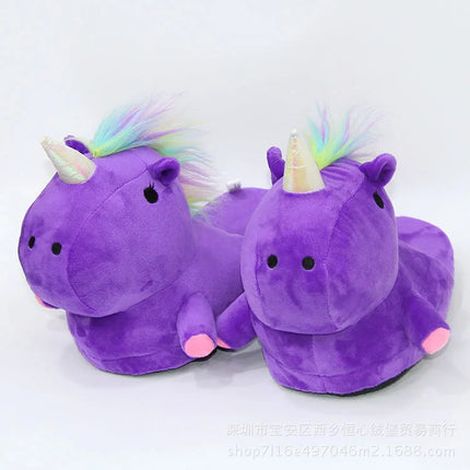 Chunky Purple Unicorn Slippers