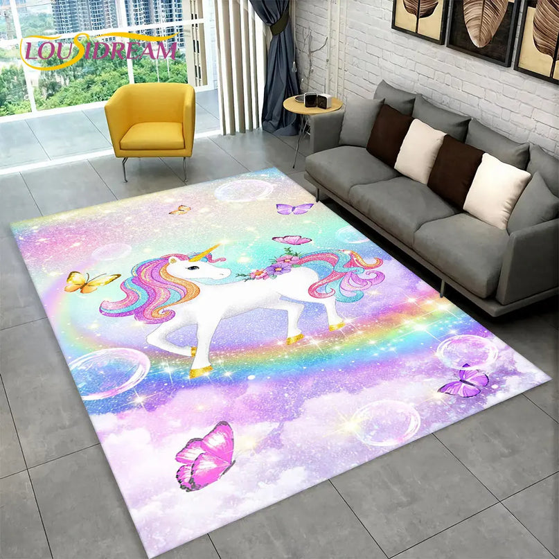 Sparkly Rainbow Unicorn Rug