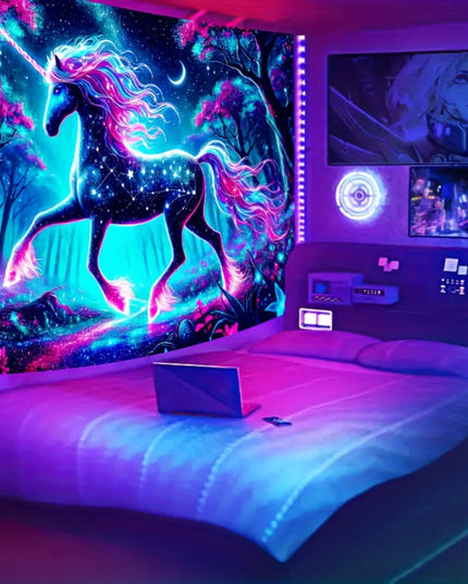 Neon Unicorn Galaxy Tapestry