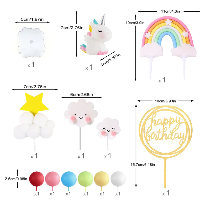 Unicorn Cake and Cupcake Topper Set