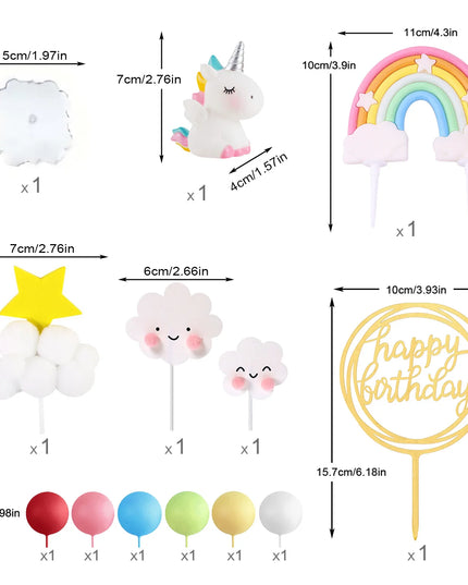 Birthday Unicorn Cake Topper Set