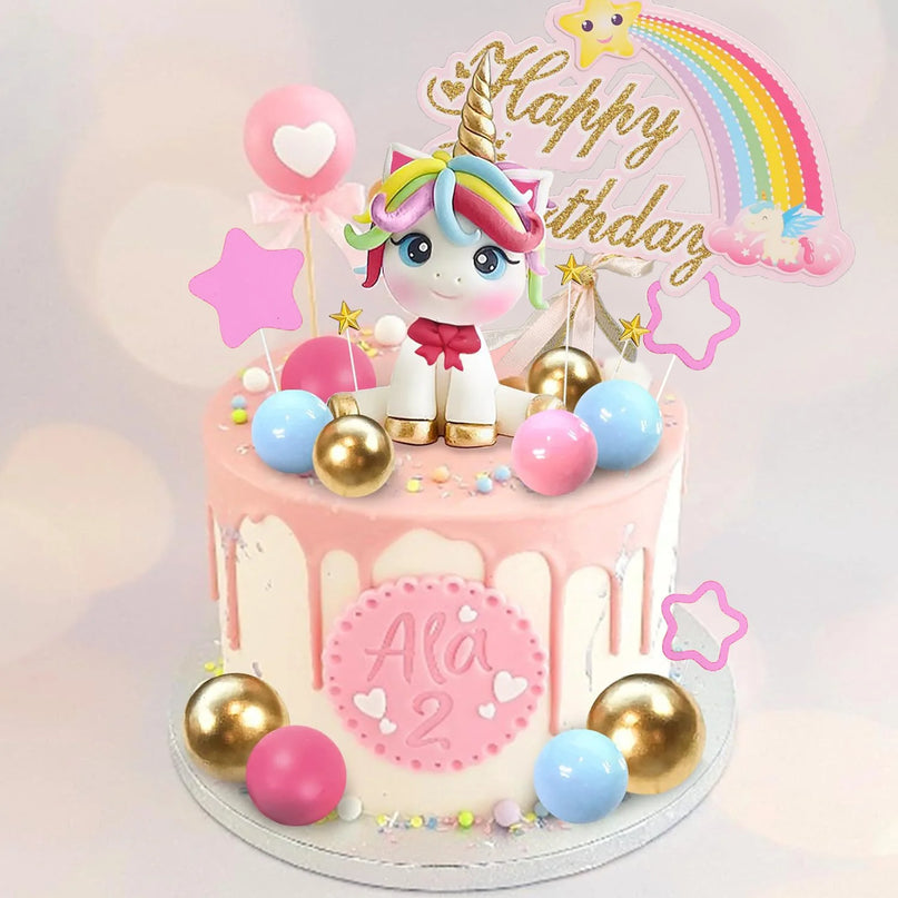 Kawaii Unicorn Smash Cake Topper