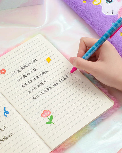 Pink Unicorn Fluffy Notebook