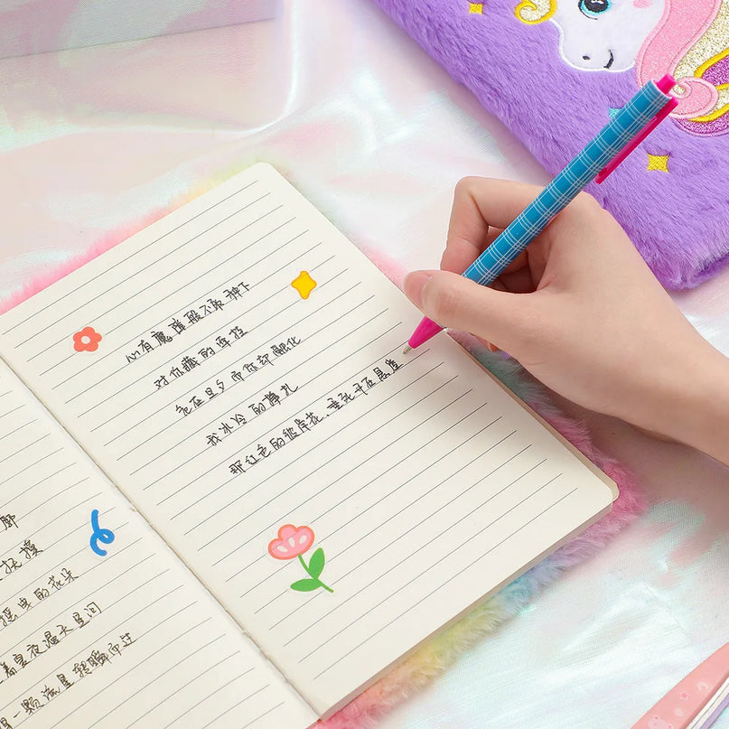 Pink Unicorn Fluffy Notebook