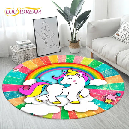 Rainbow Sunburst Unicorn Rug