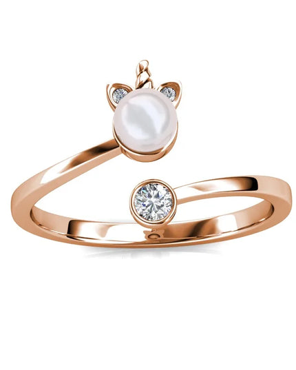 Rose Gold Pearl Unicorn Ring