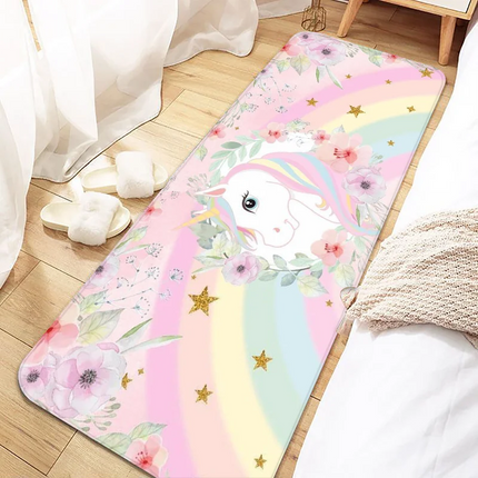 Pink Floral Unicorn Runner Rug