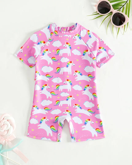 Pink Baby Girl Unicorn Swimsuit