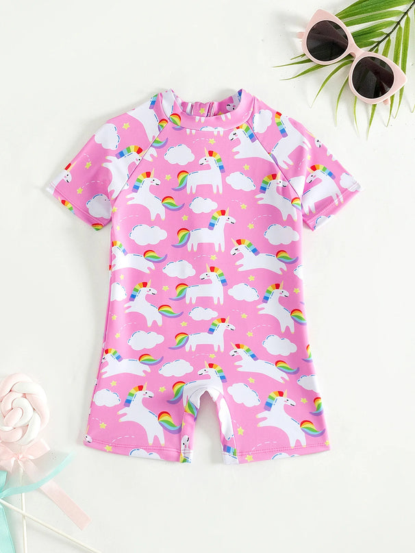 Pink Baby Girl Unicorn Swimsuit