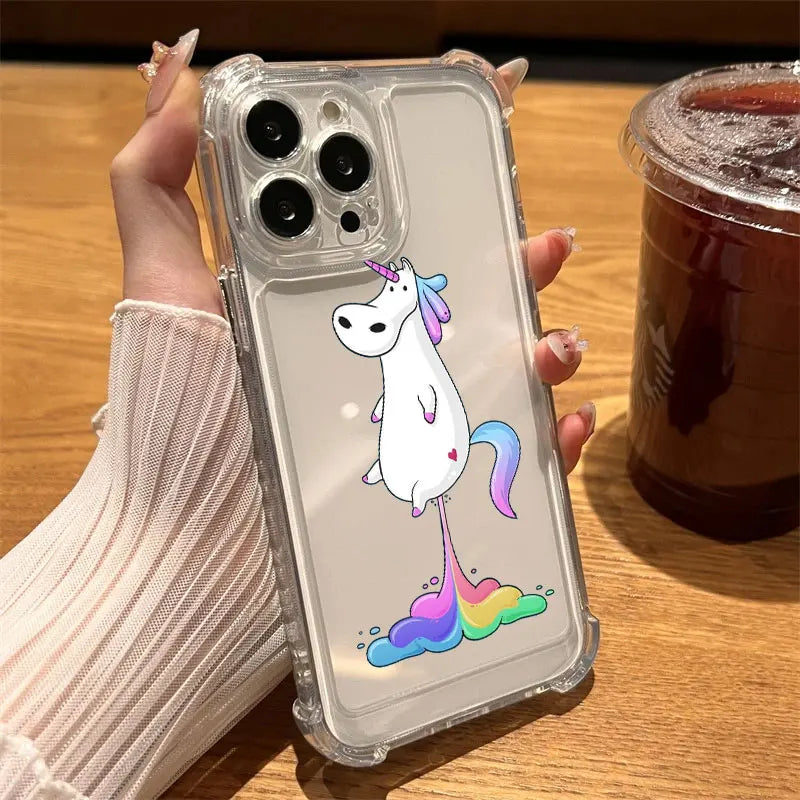 Chubby Unicorn Rainbow Clear Case