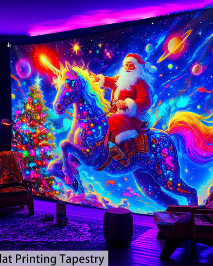Unicorn Christmas Starry Sky Tapestry
