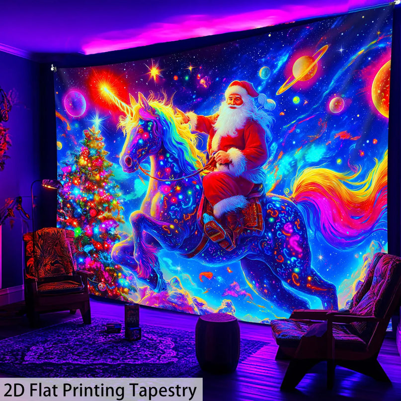 Unicorn Christmas Starry Sky Tapestry
