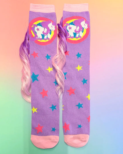 Unicorn Crew Socks with Real Mane