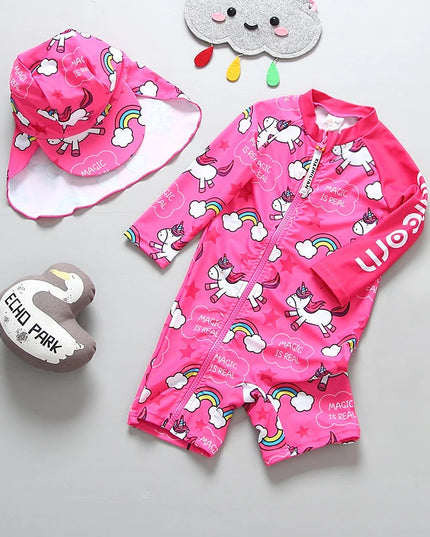 Hot Pink Unicorn Swimsuit Coverup Set