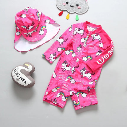 Hot Pink Unicorn Swimsuit Coverup Set