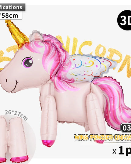 Close-up of the rainbow mane and tail on the unicorn balloon