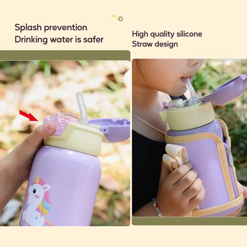 Kids Unicorn Water Bottle with Handle