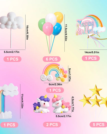Unicorn Party Cake Topper Set 17pcs